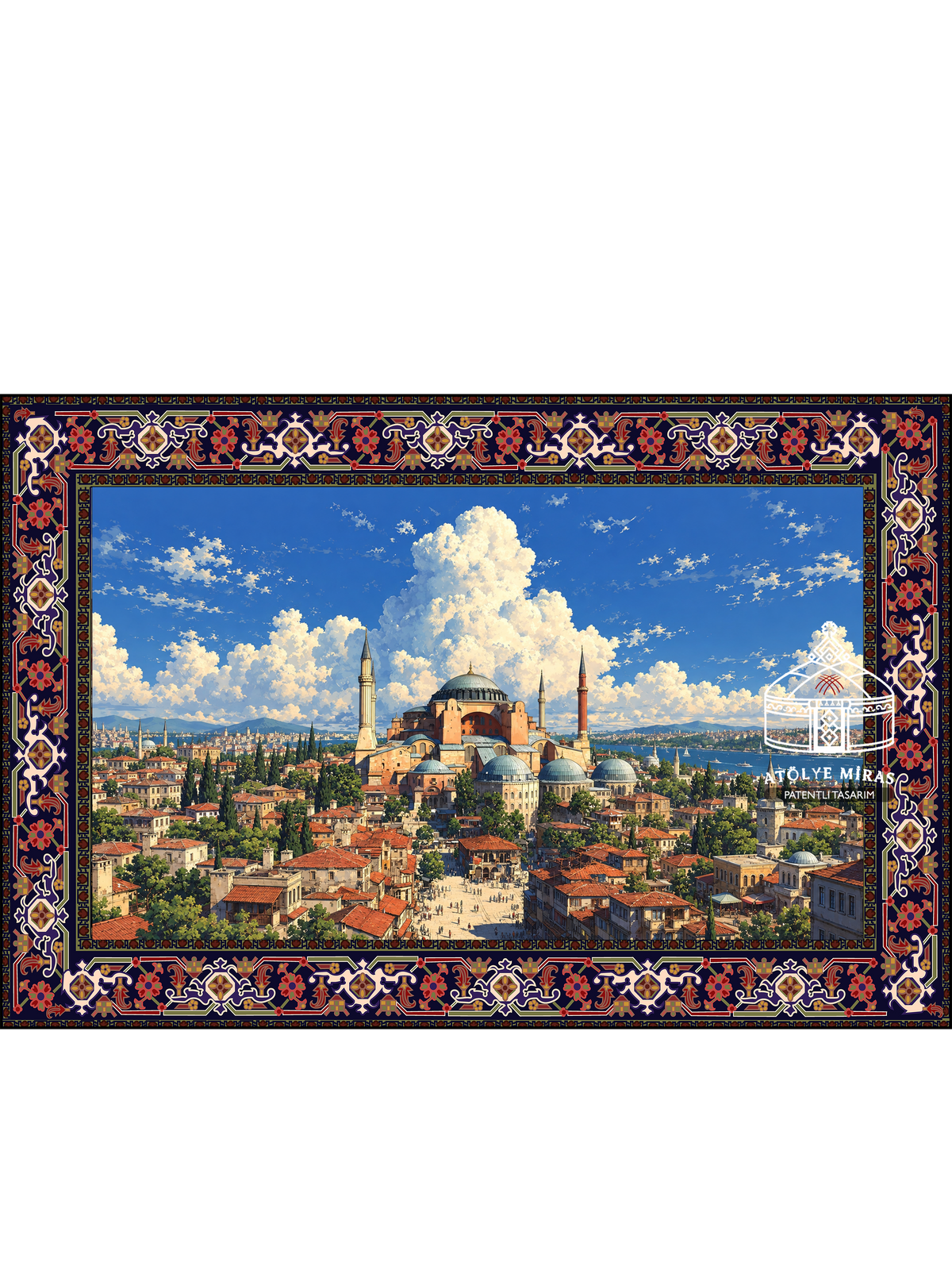 Yatay Ayasofya Camii Figürlü Etnik Duvar Halısı